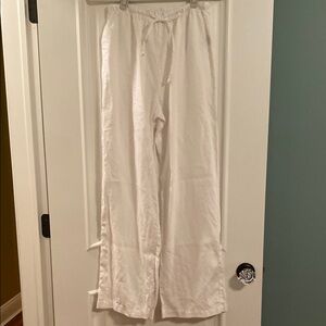 White Linen Drawstring Pants